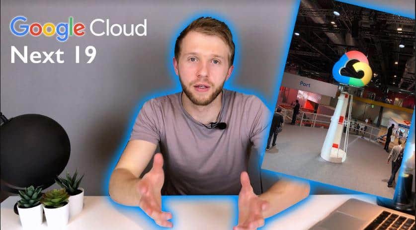Speaker at Google Cloud Next 19 discussing cloud technology innovations.
