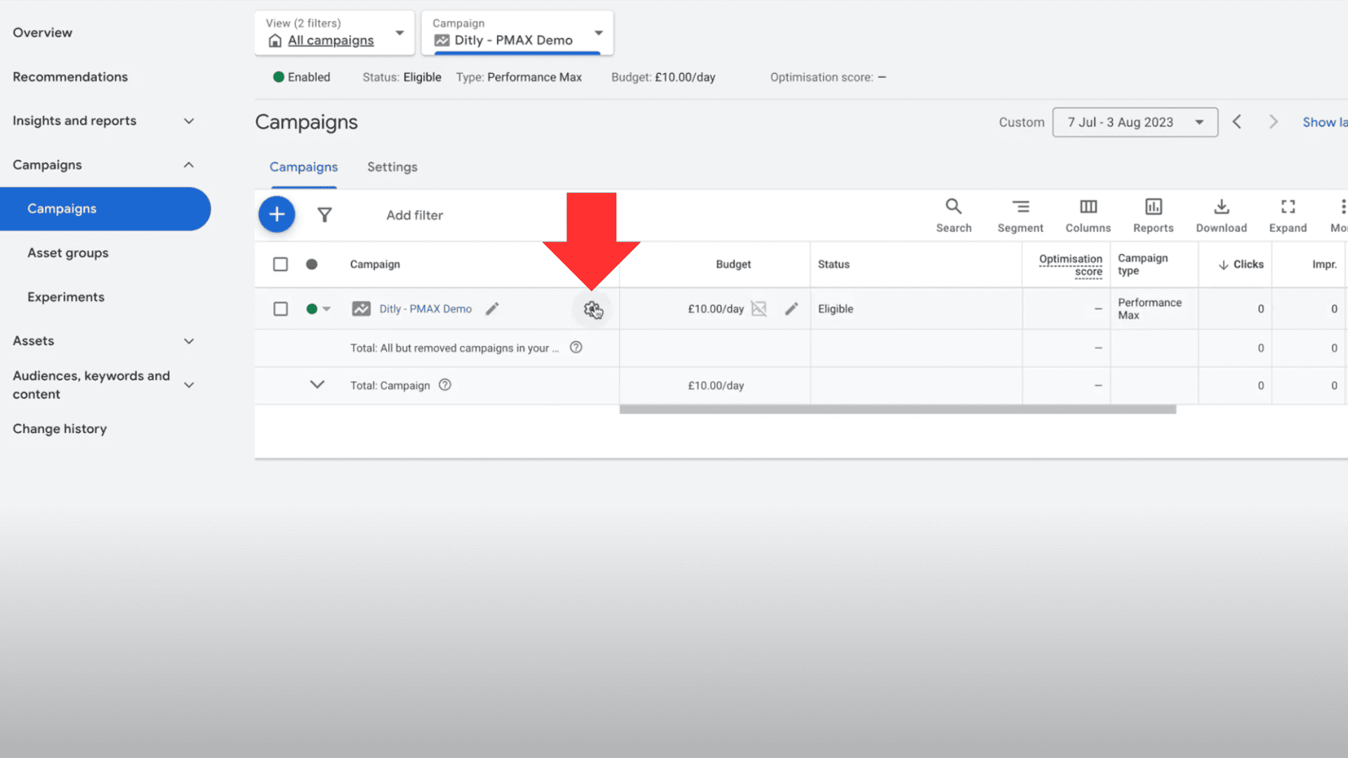 Google PMAX campaign settings showing brand exclusion options.