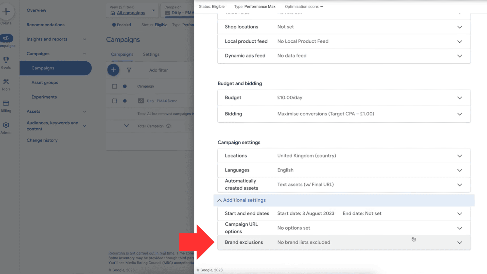 Guide on how to exclude brand keywords from Google Performance Max campaigns.