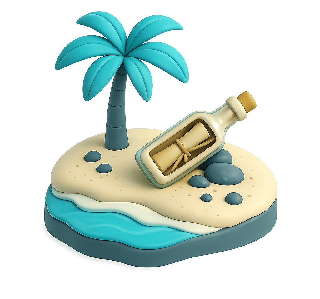 cropped-message_in_bottle_cleaned.png Beach island with palm tree and bottle, summer vacation scene.